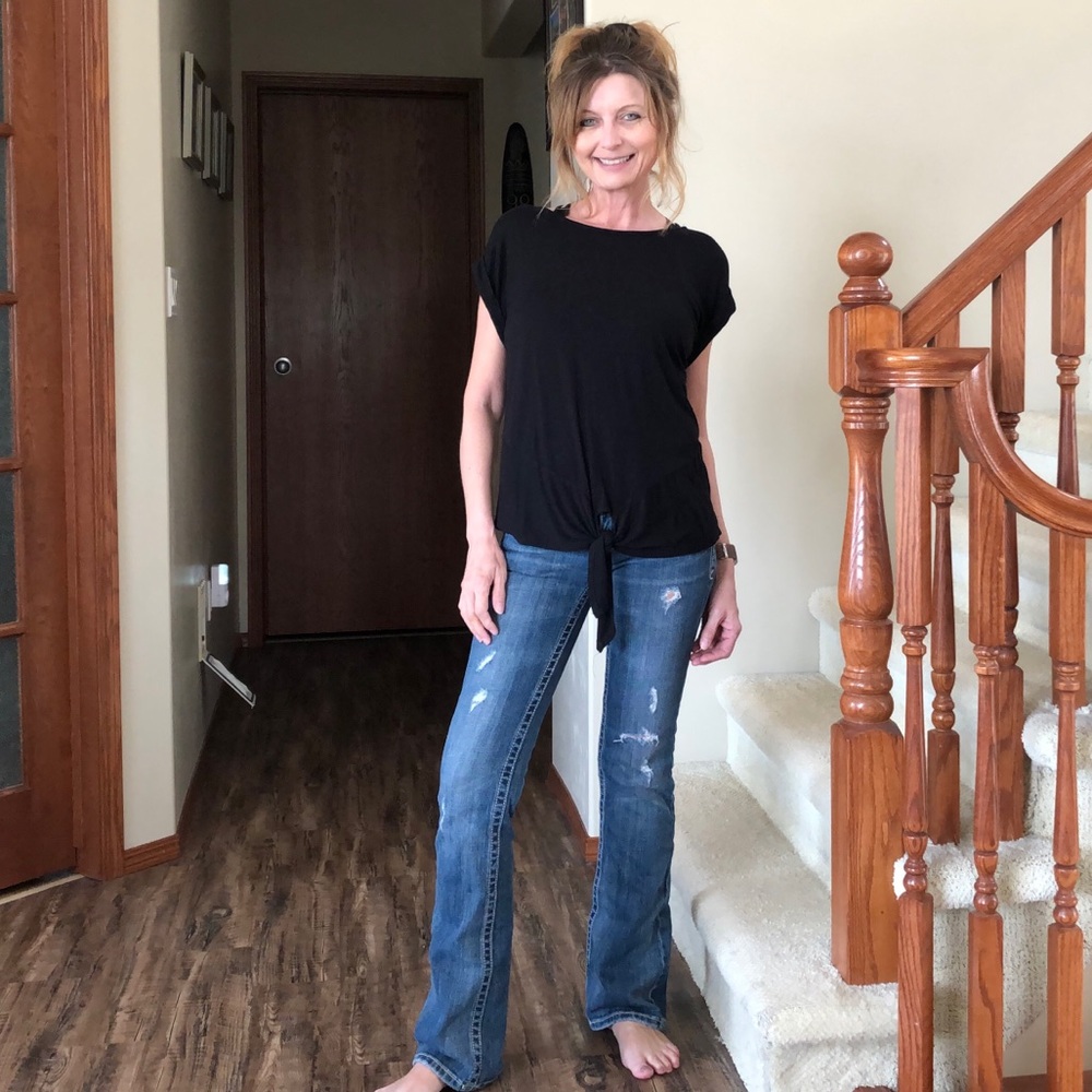 Marina Luna black tie bottom shirt